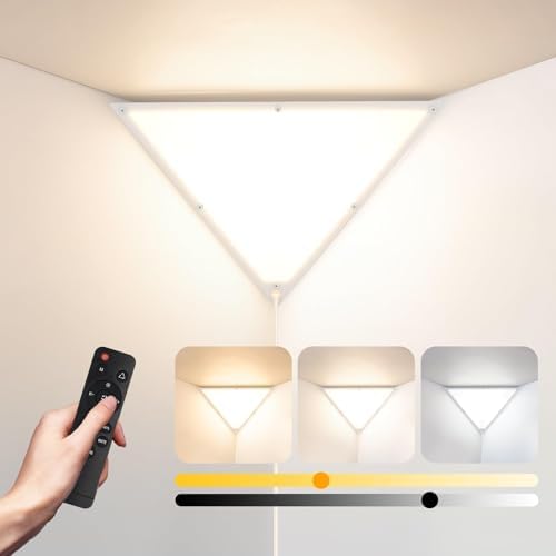 Upgraded Corner Light with Remote Control, Dimmable Corner Lights for Living Room, Corners Lamp with 10 FT Cord, 22W 2200LM Plug in Ceiling Light, Led Corner Lights for Bedroom, Kids Room