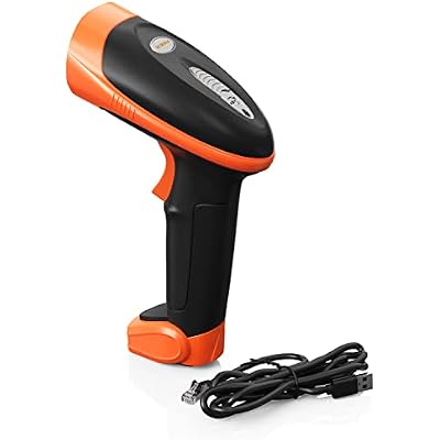 AMBIR BR100 WiredUSB Barcode Scanner: Supports-1D,2D,PDF417, QR barcodes. OS: Win, Mac, Linux, Android. Read: PhoneTablet Screens, WrinkledLow Quality barcodes. HID Device-Plug&Play-BlackOrange