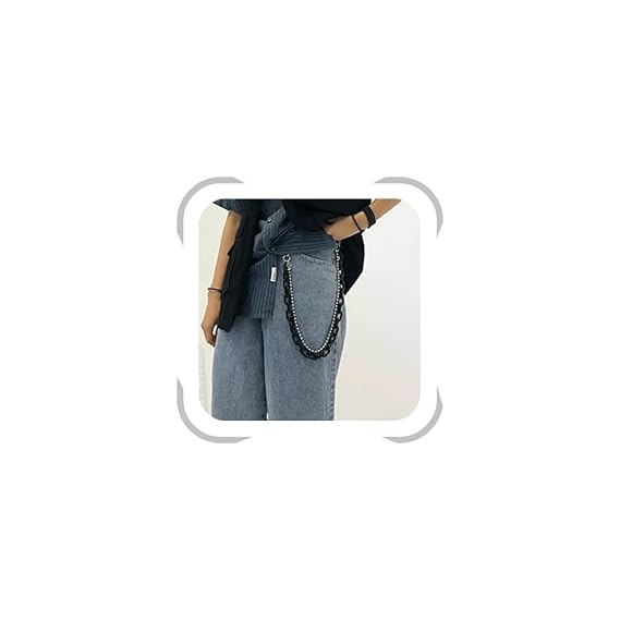 Color Acrylic Jean Chains Wallet Chain Pocket Chain Belt Chains Keychain Hip Hop Punk Jean Pants Wallet Chains for Women and Men Gift on Halloween (black)