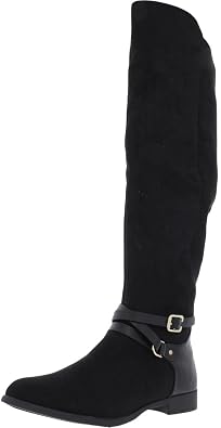 XOXO Womens Thames Leather Tall Over-The-Knee Boots Black 8 Medium (B,M)