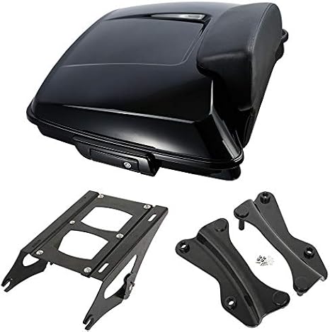 Motorcycle Razor Tour Trunk Luggage Kit w/Black Two-Up Tour Trunk Mounting Rack+Docking Hardware Kit Fit for Harley Davidson Touring Road King Road Glide Street Glide and CVO models 2014-2025