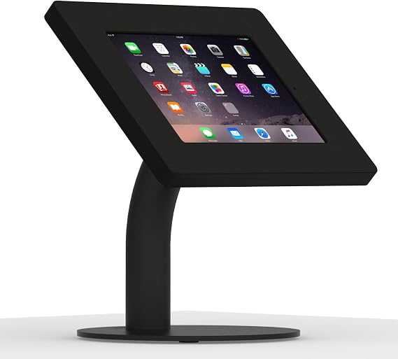 Black Home Button Covered Enclosure and Portable Fixed Stand [Bundle] Compatible with iPad 2/3/4