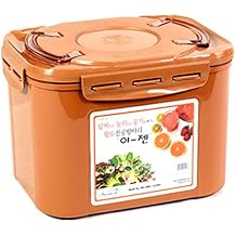 e-jen Premium Kimchi, Sauerkraut Container Probiotic Fermentation with Inner Vacuum Lid (Earthenware Brown, 2.2 gal/ 8.5L)