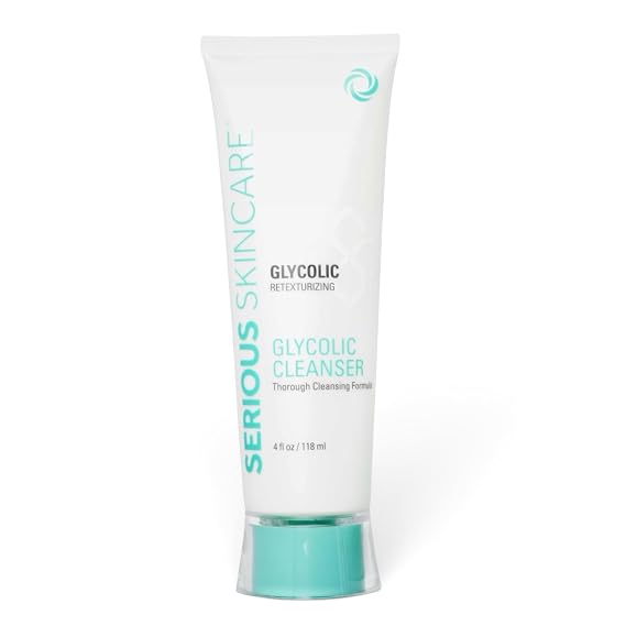 Serious Skincare Glycolic Cleanser - Daily Non-Drying Exfoliating Face Wash - 10% Glycolic Acid - Deep Pore Purifying - Removes Blackheads, Makeup & Impurities 4 Fl. Oz.