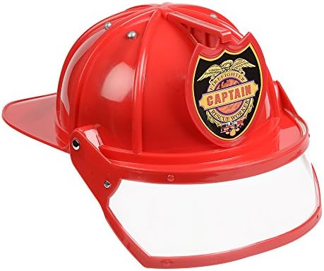 Aeromax Firefighter Helmet with Movable Visor, RED, Adjustable Size