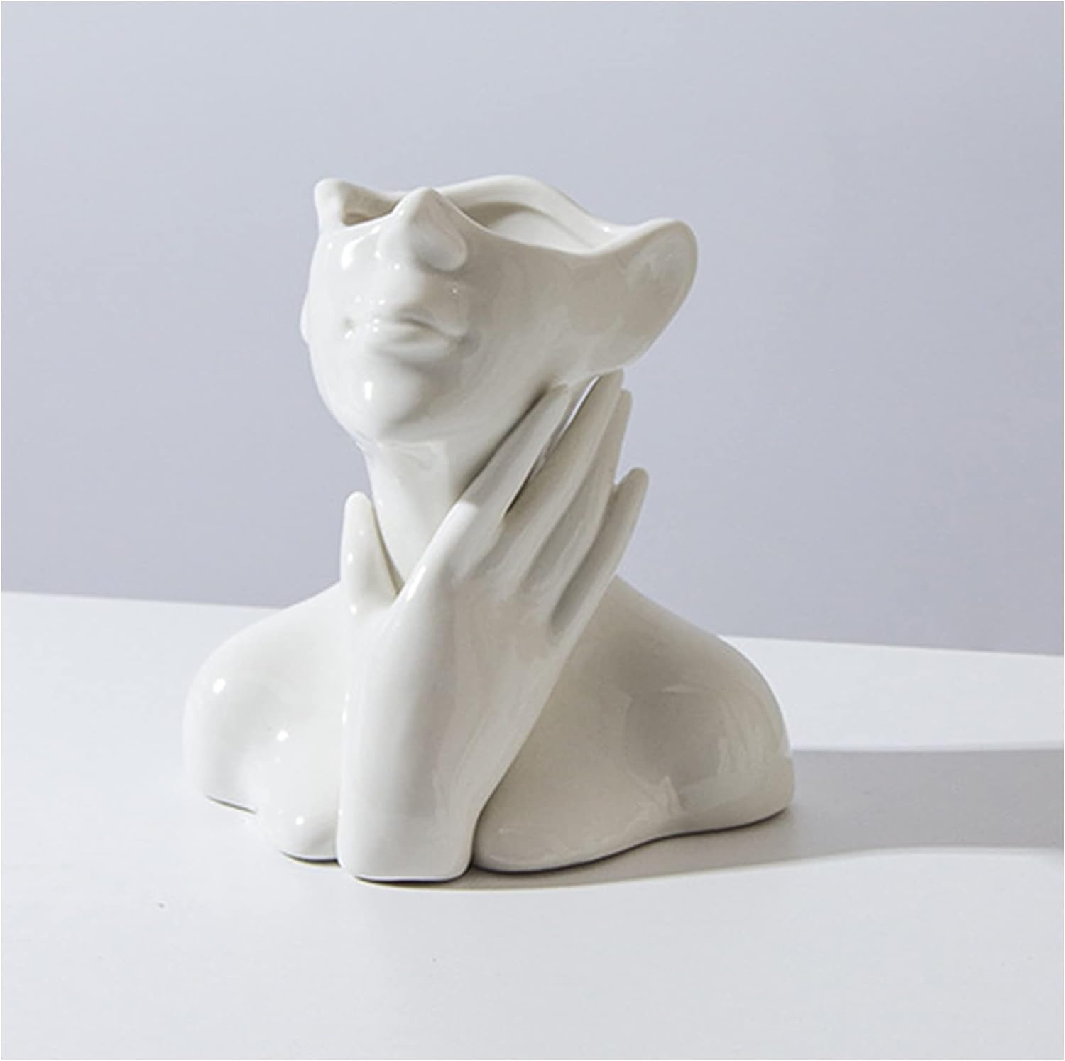 White Face Vase Unique Ceramic Vase for Home Decor