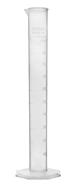 EISCO Plastic Graduated Cylinder, 100ml - Scientific Measuring Cylinder with Extra Stable Base - Polypropylene Plastic - Laboratory Quality, Autoclavable