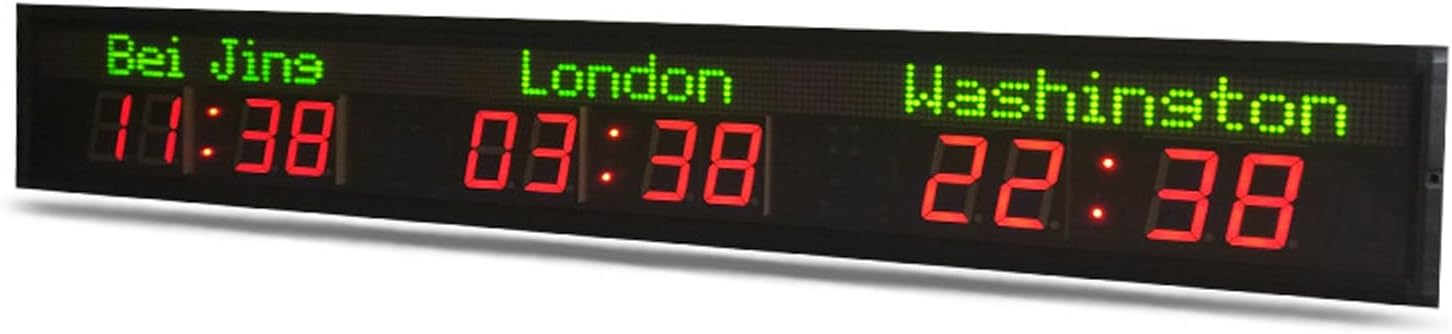World Time Zones Clock, Mega LED Countdown Timer,Digital Multiple Time Zones Clock,with Remote control | Rugged Aluminum Housing for HotelsEnterprisesairports,3City