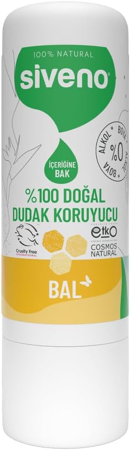 Siveno%100 Doğal Dudak Koruyucu Bal Bitkisel Lipbalm Dudak Kremi Nemlendirici Parlatıcı Onarıcı 6 G
