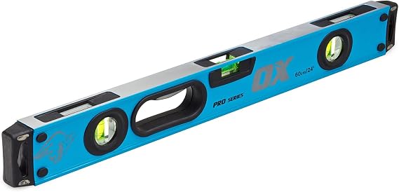 OX Pro 2 Foot Level 24 Inch with Rubber Grip and All Aluminum Construction - 2ft Level with Thru Handle - Leveler Tool OX-P024406