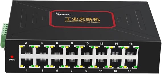 16 Ports Industrial-Grad Ethernet Switches DC12~58V 10/100Mbps DIN Rail Type RJ45 Network Switch Support