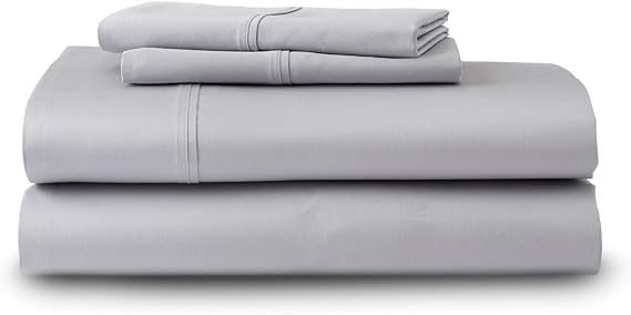 GhostBed Full Cooling Supima Cotton and Tencel Luxury Sheet Set - Wrinkle Resistant with Deep Pockets, 4 Piece, Gray