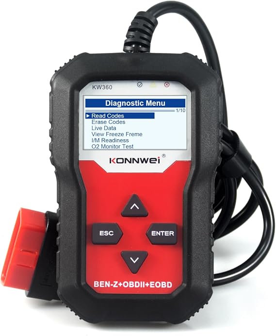 KONNWEI KW360 OBD2 Diagnostic Tool, Car Code Reader for Engine Fault Codes, EPB ABS SRS OBD TPS Reset Tool, OBDII/EOBD Scanner, OBDII Vehicle Diagnostic Device for Mercedes-Benz Full System Tool