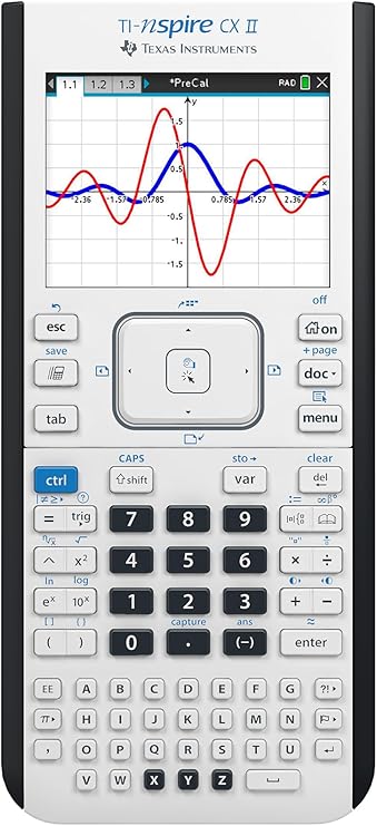 Texas Instruments TI-Nspire CX II Color Graphing Calculator with Student Software (PC/Mac) White 3.54 x 7.48 | Advanced Functionality & Visuals; Color screen; Computer software included