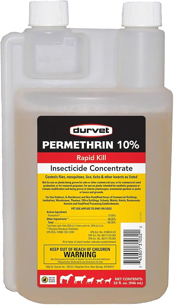 DURVET 2253432 Permethrin - EC 10 Percent - Concentrate - 32 Ounces