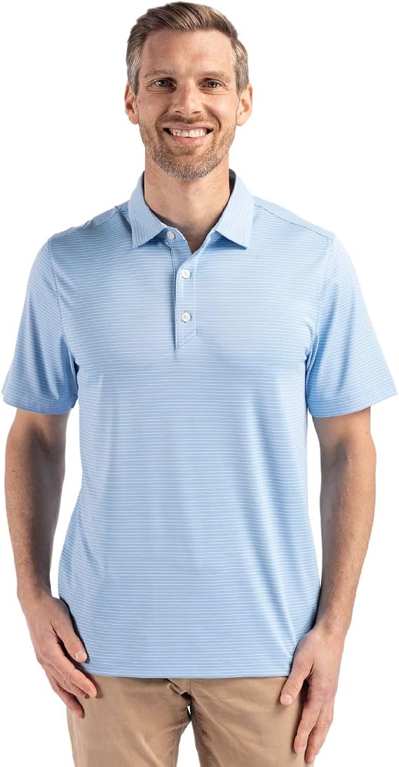 Cutter & Buck Men's Cutter & Buck Forge Eco Fine Line Stripe Stretch Recycled Mens Polo