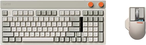 LOFREE Block Wireless Mechanical Keyboard Mouse Set, 98 Keys Rechargeable Hot-swappable Keyboards with 3 Types Connection for Windows, Mac OS/Rero knobs for Volume Control, Mode Shift, eyeable Panels
