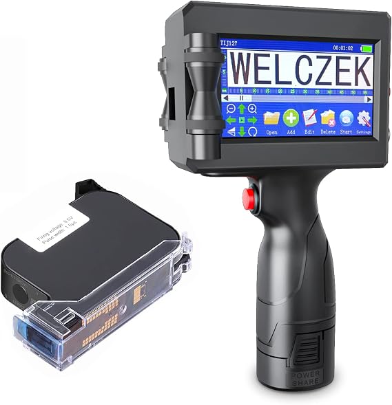 TIJ127 Handheld Inkjet Printer | Portable, Quick Drying Handheld Inkjet Printer, For Barcode Text Logo QR Code Batch Number, Support 25 Languages