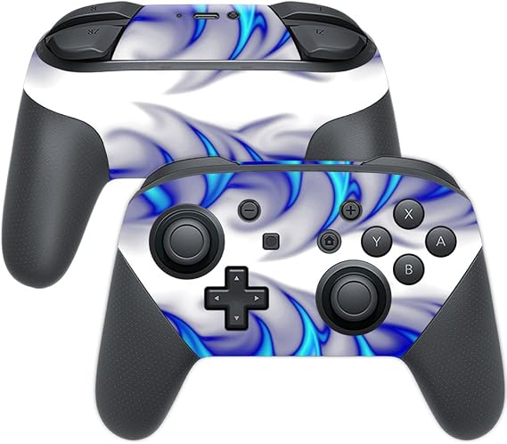 MightySkins Skin Compatible with Nintendo Switch Pro Controller - Blue Fire | Protective, Durable, and Unique Vinyl Decal wrap Cover | Easy to Apply, Remove, and Change Styles | Made in The USA