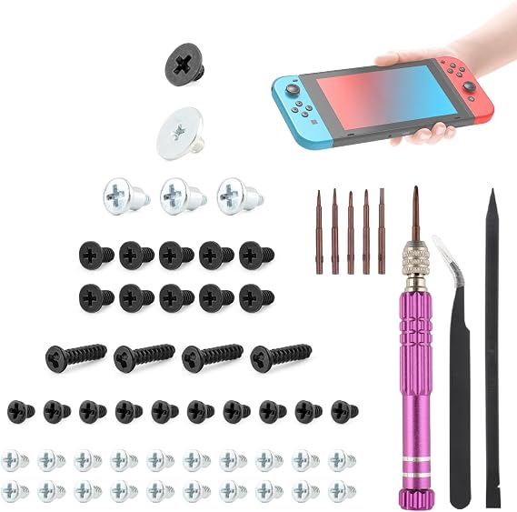 40PCS Full Screws Set for Nintendo Switch Screw Replacement Console Head Accessories Parts with Repair Tools