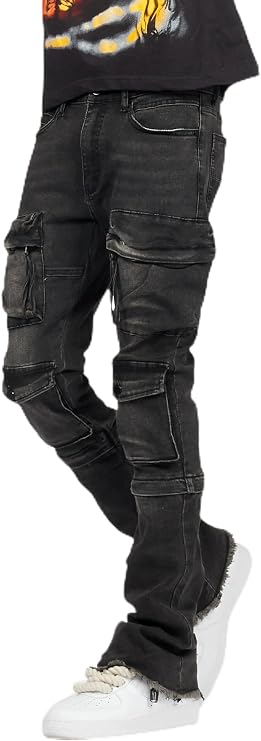 ROCKSTAR ORIGINAL Men's Jan Stacked Flare Cargo Jean