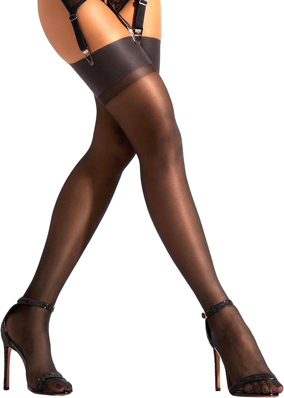 sofsy Premium High-Waist Mesh Garter Belt | 6-Strap Suspender Lingerie for Women's Thigh High Stockings with Metal Clips