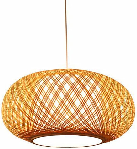 Creative Bamboo Pendant Lamp,New Chinese Style Bamboo Hanging Lamp, Antique Wicker Droplight,Personality Pendant Light,E27 Wood Chandelier,for Kitchen Island Dining Room