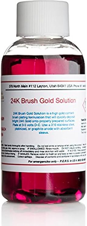 2 oz Liquid - 24k Gold Plating Solution Brush Gold The Fastest, Most Durable, Best Value, Most Consistent Gold Solution from the Most Trusted Name in the Industry Instant Results