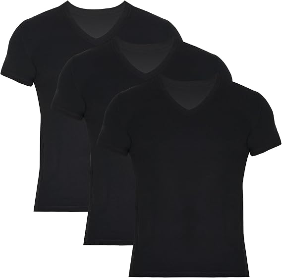 BAMBOOVEN Mens Bamboo Rayon Moisture-Wicking Crew/V-Neck Undershirt 3-Pack