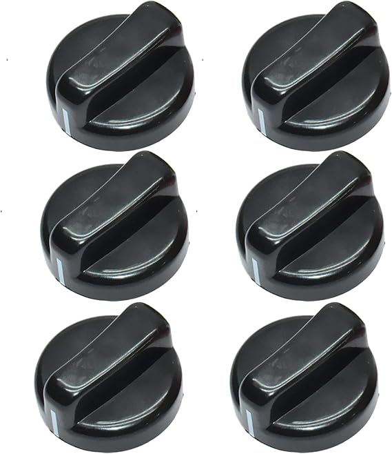 6PCS Universal Gas Stove Control Knobs Replacement Gas Burner Range Control Knob Top Burner Control Dial Knob Range Oven Replacement Ignition Rotary Switch(Black)