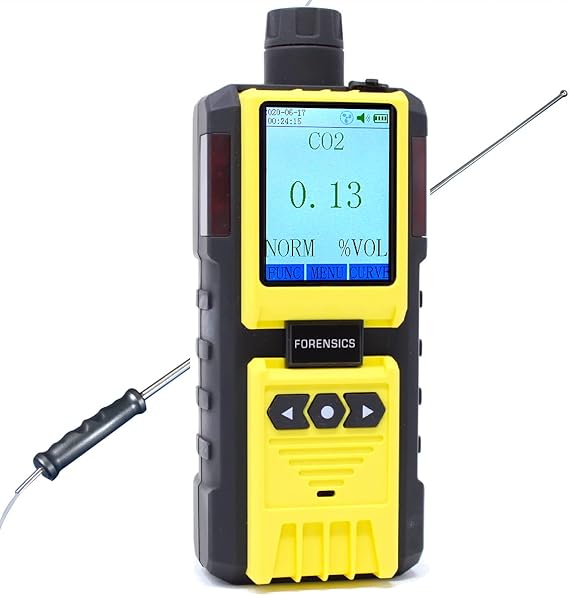 Carbon Dioxide Analyzer by Forensics | USA NIST Calibration | CO2 Analyzer | Range: 0-100% | Resolution: 0.01% | Built-in Pump |