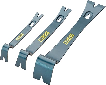 ESTWING 3-Piece Pry Bar Set - 5.5", 7.5" & 10" Nail Pullers with Wide, Thin Blades & Forged Steel Construction - PB3PC