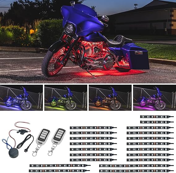 LEDGlow 20pc Advanced Million Color LED Motorcycle Underglow Lighting Kit