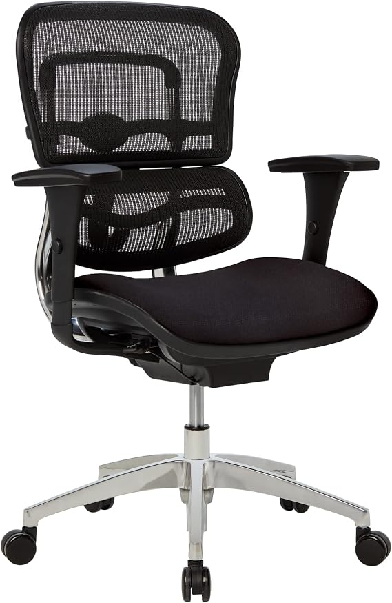 WorkPro 12000 Series Ergonomic Mesh/Fabric Mid-Back Office Chair, Black/Black, BIFMA Compliant