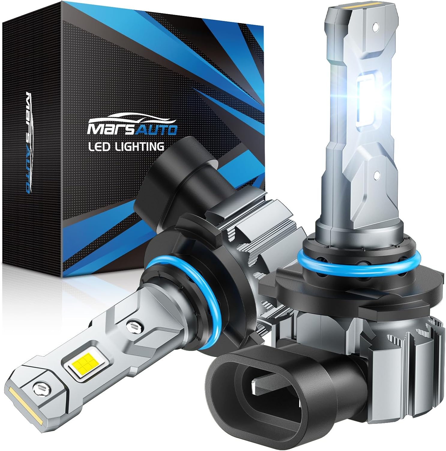 Marsauto M1S HB39005 Bulbs or 9005 Fog Light, 30000LM Brighter HB3 Fog Bulbs, Real 1:1 Design, 6000K White, 3min Plug and Play, IP68, Pack of 2