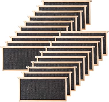 BeeCastle 20 Pack Beehive Frames and Waxed Foundations for Deep Brood Bee Hives with Wooden Bee Hive Frames and Beeswax Coated Foundations, 9-1/8-Inch Black