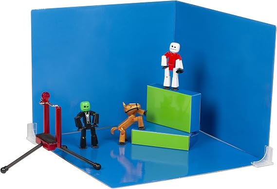 StikBot Zanimation Studio with Pet - Includes 2, 1 Horse, 1 Phone Stand and 1 Reversible Backdrop - in Eco-Friendly Packaging