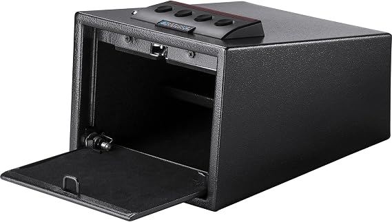 Barska Quick Access Electronic Keypad Safe Digital PIN Lock Steel Security Box with Spring-Loaded Door, Removable Shelf, Foam Interior, Backup Keys for Home or Office