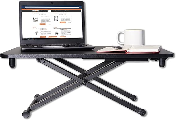 Victor Standing Desk - Adjustable Monitor Stand and Office Desk Converter for Laptop or Single Display, Portable Sit-Stand Workstation, 28.75" x 18.5", Black