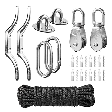 M20 Stainless Steel Washing Line System Heavy Duty Pulley Wheel Set