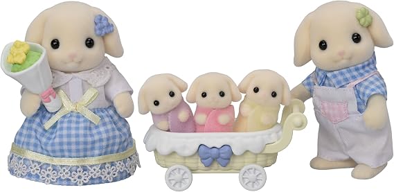 EPOCH Sylvanian Families FS-50 Flora Rabbit Family Dolls, Safety Toy Mark Certified, Toy for Ages 3 Years and Up, Dollhouse