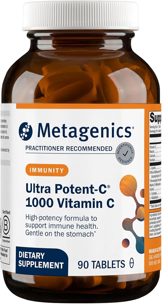Metagenics Ultra Potent-C 1000 - Buffered Vitamin C Supplement with Antioxidant Support - Supports Immune Health, Collagen Formation & Stomach Comfort - Non-GMO & Gluten-Free - 90 Tablets