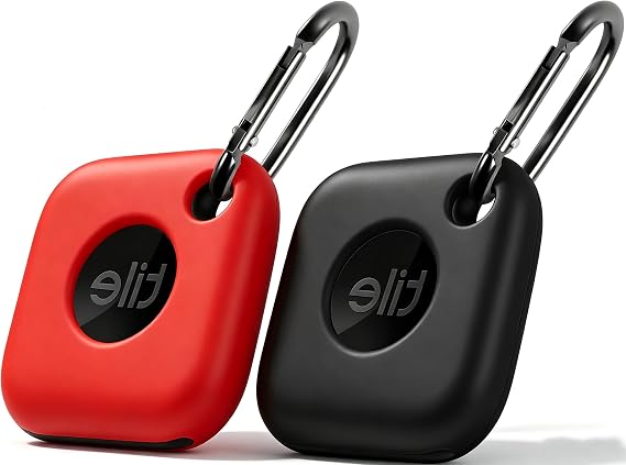 Geiomoo Silicone Case for Tile Mate 2024, Tile Mate 2022, Soft Scratch Resistant Cover with Carabiner (2 Pack Black+Red)