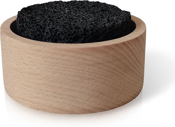 Halsa Lava Stone Diffuser for Sauna, Office, Bedroom, Bathroom - Natural Beechwood Base, Passive Diffusion, Lava Rock Absorbs Essential Oils - Natural Aromatherapy