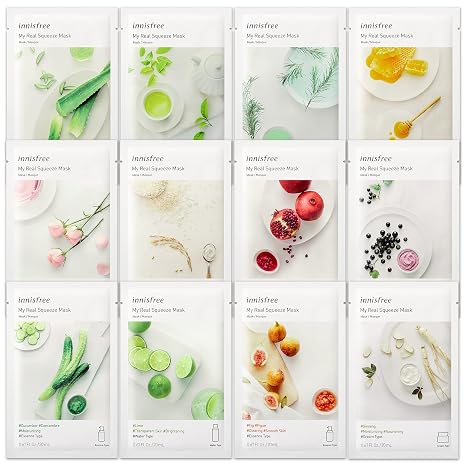 innisfree My Real Squeeze Mask Face Sheet Masks, Variety, 12-Pack, 12 ct.for Professional Skin Care