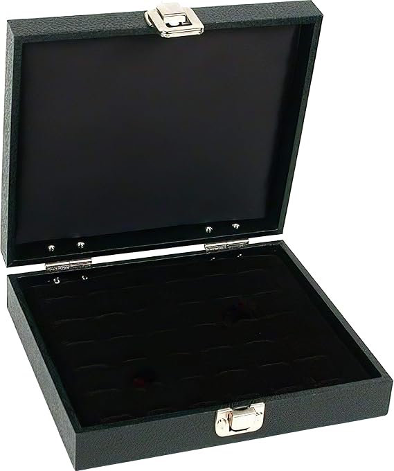 36 Slot Black Ring Display Travel Jewelry Hinged Case