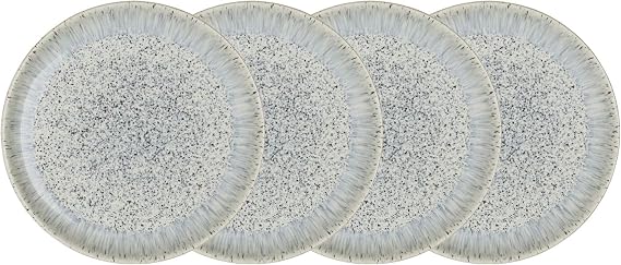 Denby HLO-004B/4 Halo Speckle Coupe Salad Plate Set, 4-piece, Light Blue