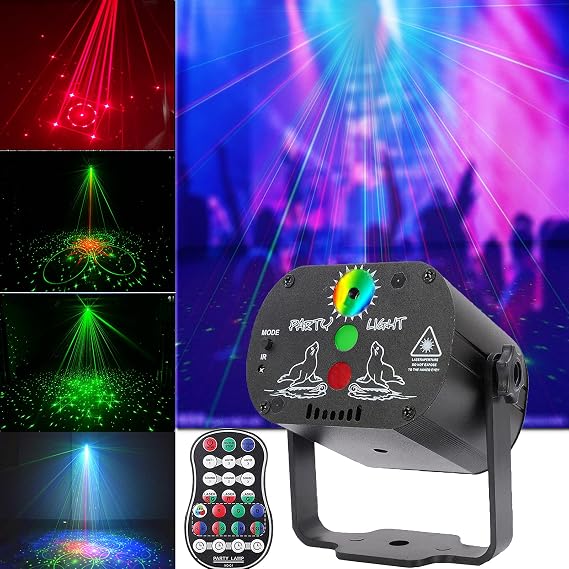 Party Lights, Strobe Lights/RGB DJ Laser Light, Portable Sound Activated Disco Light with Remote Controller for Halloween,Christmas,Indoor&Outdoor Parties