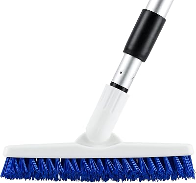 Grout Cleaner Brush with Telescopic Handle & Tough Bristles for Narrow & Wide Kitchen Shower Tub Tile Surfaces - by ELITRA HOME, Blue